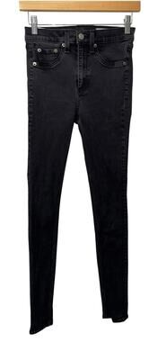 Rag & Bone High Rise Skinny Jeans Women's Size 26 Washed Black Luxury Hipster